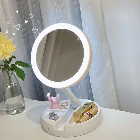 Folding LED Vanity Mirror