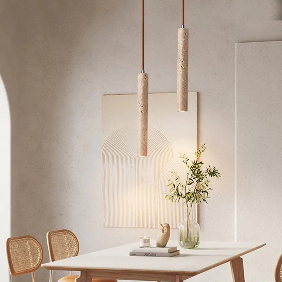 Travertine LED Pendant Light 28cm Minimalist Wabi Sabi Ceiling Lamp