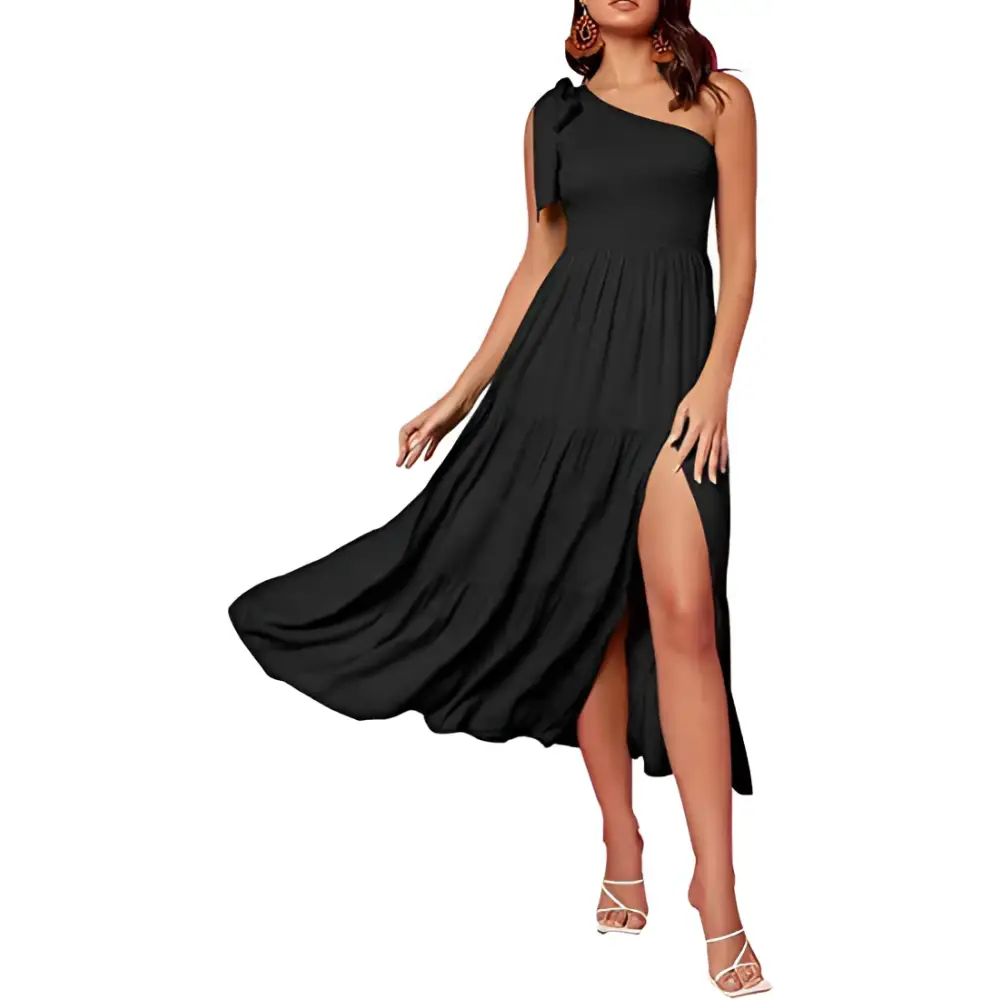 Mint Green Pleated Layered Hem Split Dress