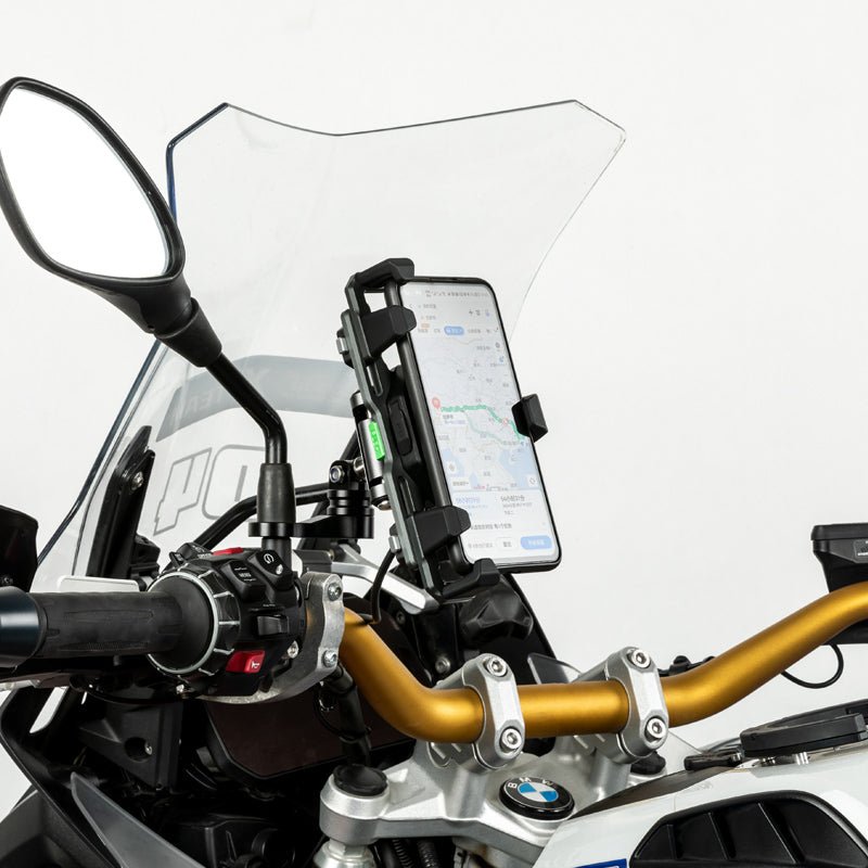 LOBOO PH06 Motorcycle Phone Holder – Adjustable Anti-Vibration Mount with Wireless & Wired Fast Charging, 360° Rotation