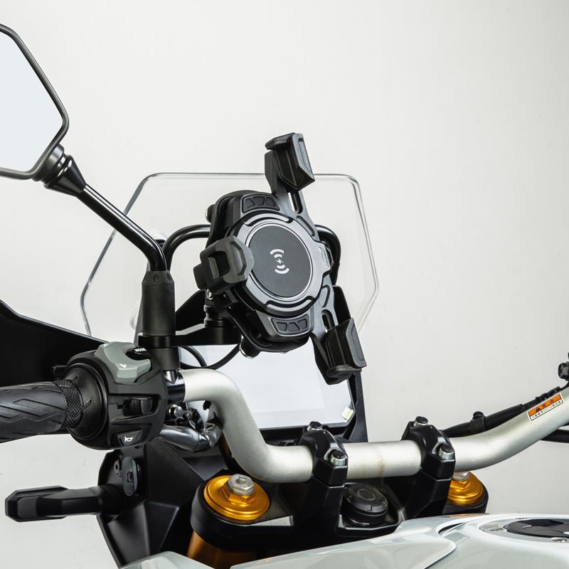 LOBOO PH02S Motorcycle Phone Holder – Adjustable, Anti-Vibration, Wireless Charging