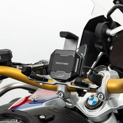 LOBOO PH06 Motorcycle Phone Holder – Adjustable Anti-Vibration Mount with Wireless & Wired Fast Charging, 360° Rotation
