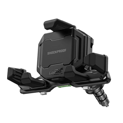LOBOO PH06 Motorcycle Phone Holder – Adjustable Anti-Vibration Mount with Wireless & Wired Fast Charging, 360° Rotation