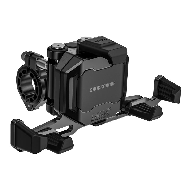 LOBOO PH06 Motorcycle Phone Holder – Adjustable Anti-Vibration Mount with Wireless & Wired Fast Charging, 360° Rotation