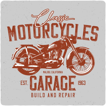 T-shirt graphique à manches courtes en viscose de bambou/coton biologique pour homme Motif Garage à motos