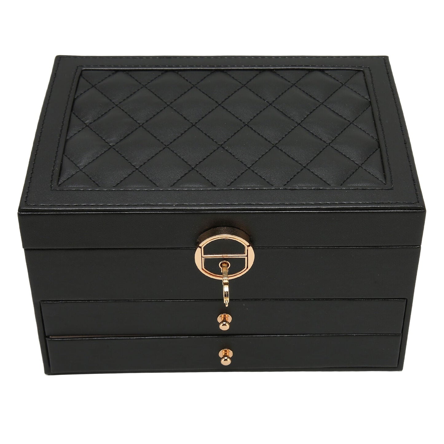 3 Layer Leather Jewelry Box Organizer Case with Compartments 23x17cm