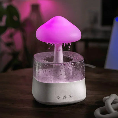 Mushroom Cloud Rain Humidifier with LED Night Light Quiet Diffuser