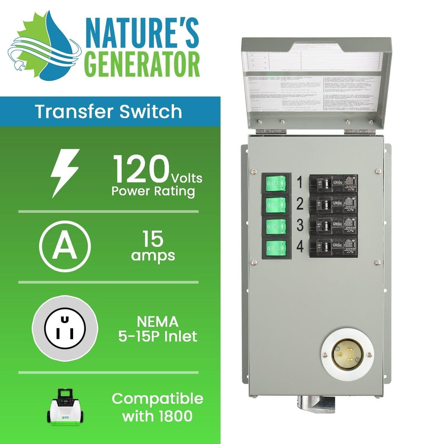 120V 15A 4-Circuit Non-Automatic Transfer Switch