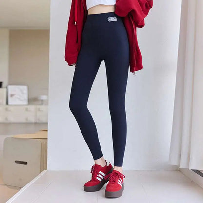 Navy Blue High Waist High Elastic Threaded Underwear Leggings