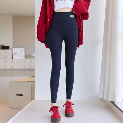 Navy Blue High Waist High Elastic Threaded Underwear Leggings