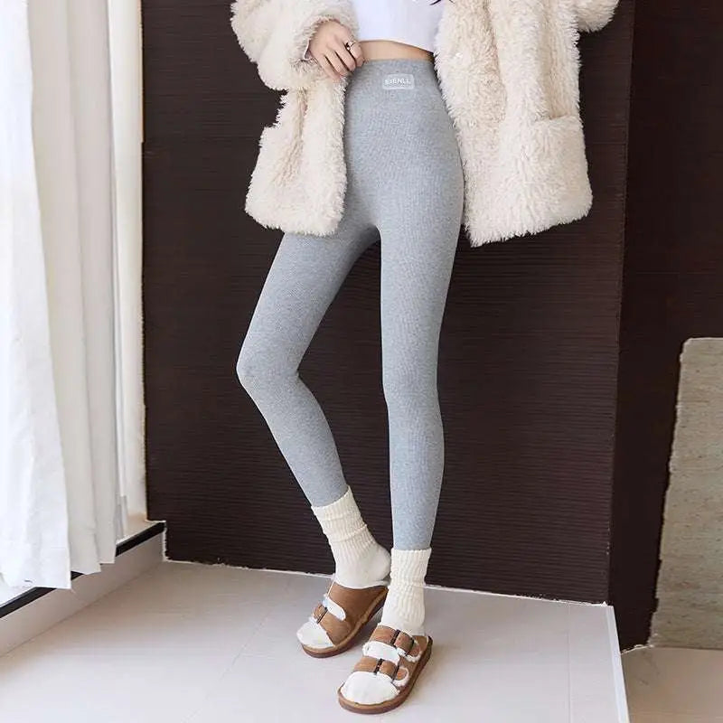 Navy Blue High Waist High Elastic Threaded Underwear Leggings