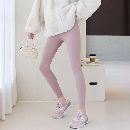 Navy Blue High Waist High Elastic Threaded Underwear Leggings