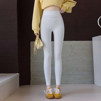 Navy Blue High Waist High Elastic Threaded Underwear Leggings