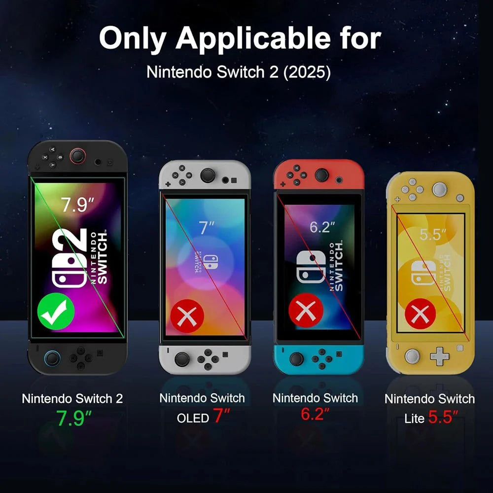 Nintendo Switch 2 Tempered Glass Screen Protector with Joystick Cap | Full Coverage Protection
