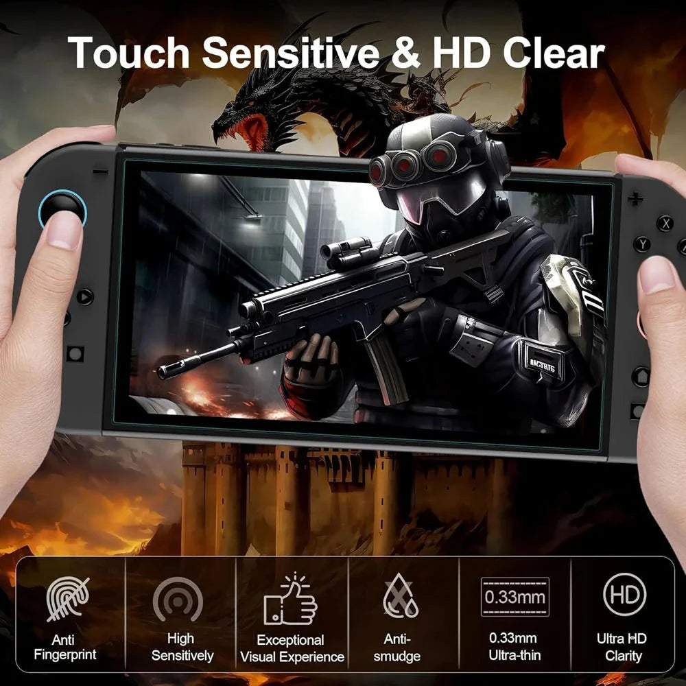 Nintendo Switch 2 Tempered Glass Screen Protector with Joystick Cap | Full Coverage Protection