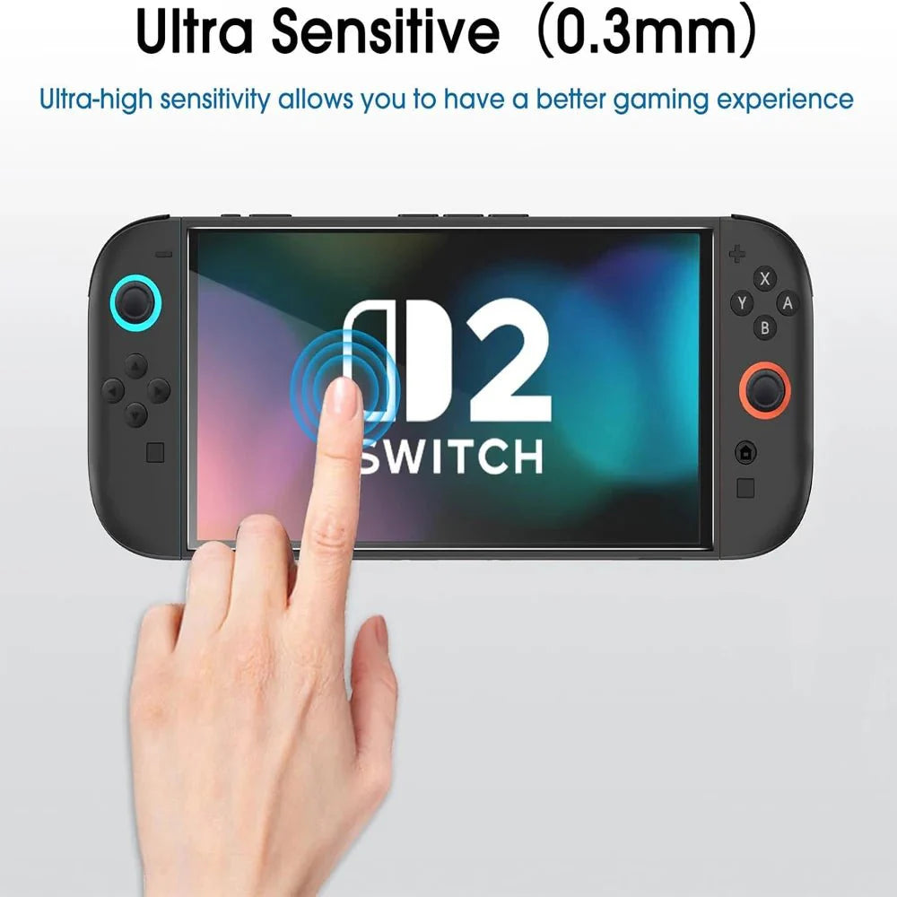 Nintendo Switch 2 Tempered Glass Screen Protector with Joystick Cap | Full Coverage Protection