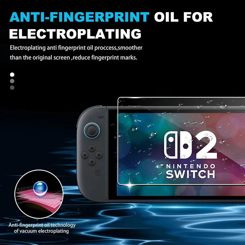 Nintendo Switch 2 Tempered Glass Screen Protector with Joystick Cap | Full Coverage Protection