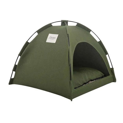 Olive Green Zippered Cat Tent
