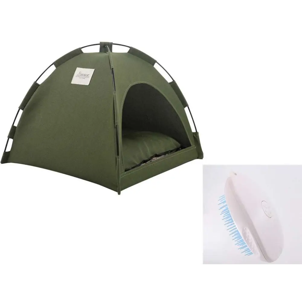 Olive Green Zippered Cat Tent