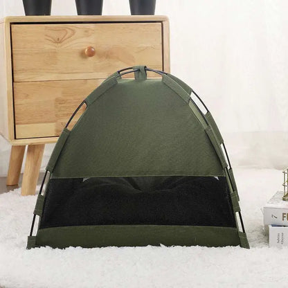 Olive Green Zippered Cat Tent