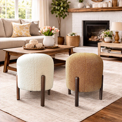 Plush Boucle Drum Ottoman – Choose Your Color
