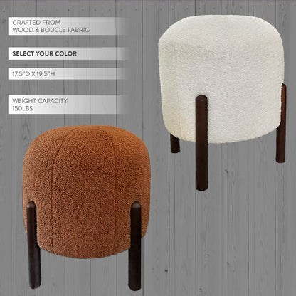 Plush Boucle Drum Ottoman – Choose Your Color