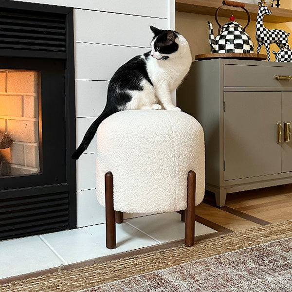 Plush Boucle Drum Ottoman – Choose Your Color