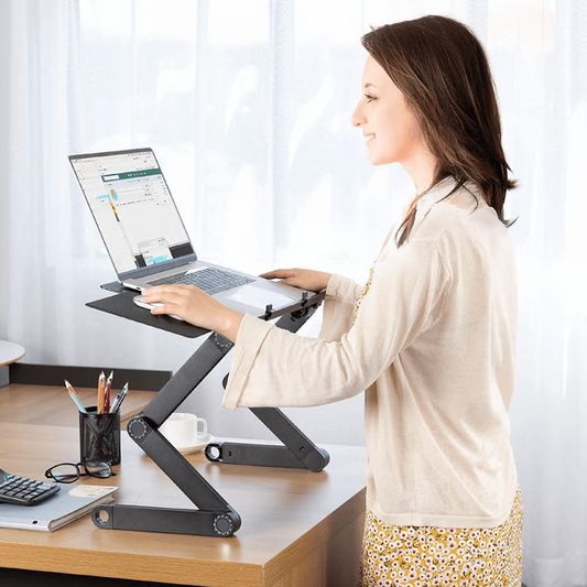 Support d'ordinateur portable ergonomique réglable à 360° en aluminium pliable avec tapis de souris