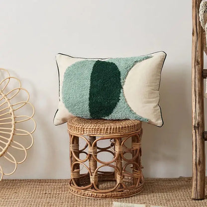Geometric Embroidery Tufted Pillow