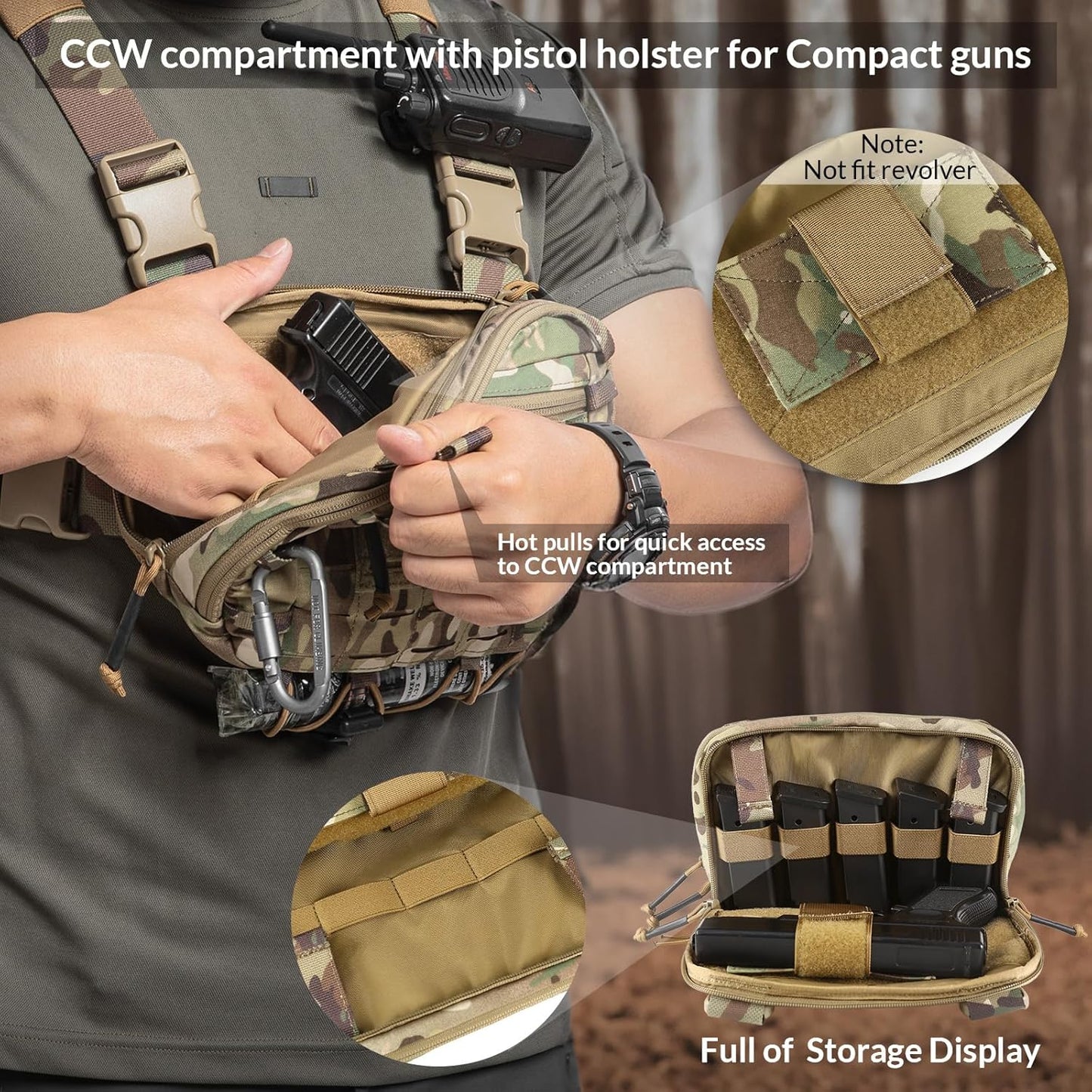 Votagoo Tactical Chest Pack EDC Chest Bag 2L Utility Molle Chest Rig Pouch