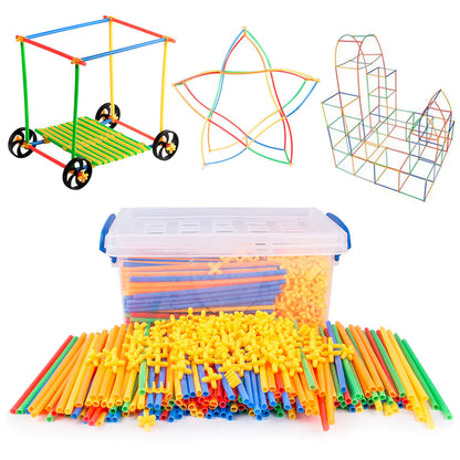 Jouets de construction STEM 4D avec pailles