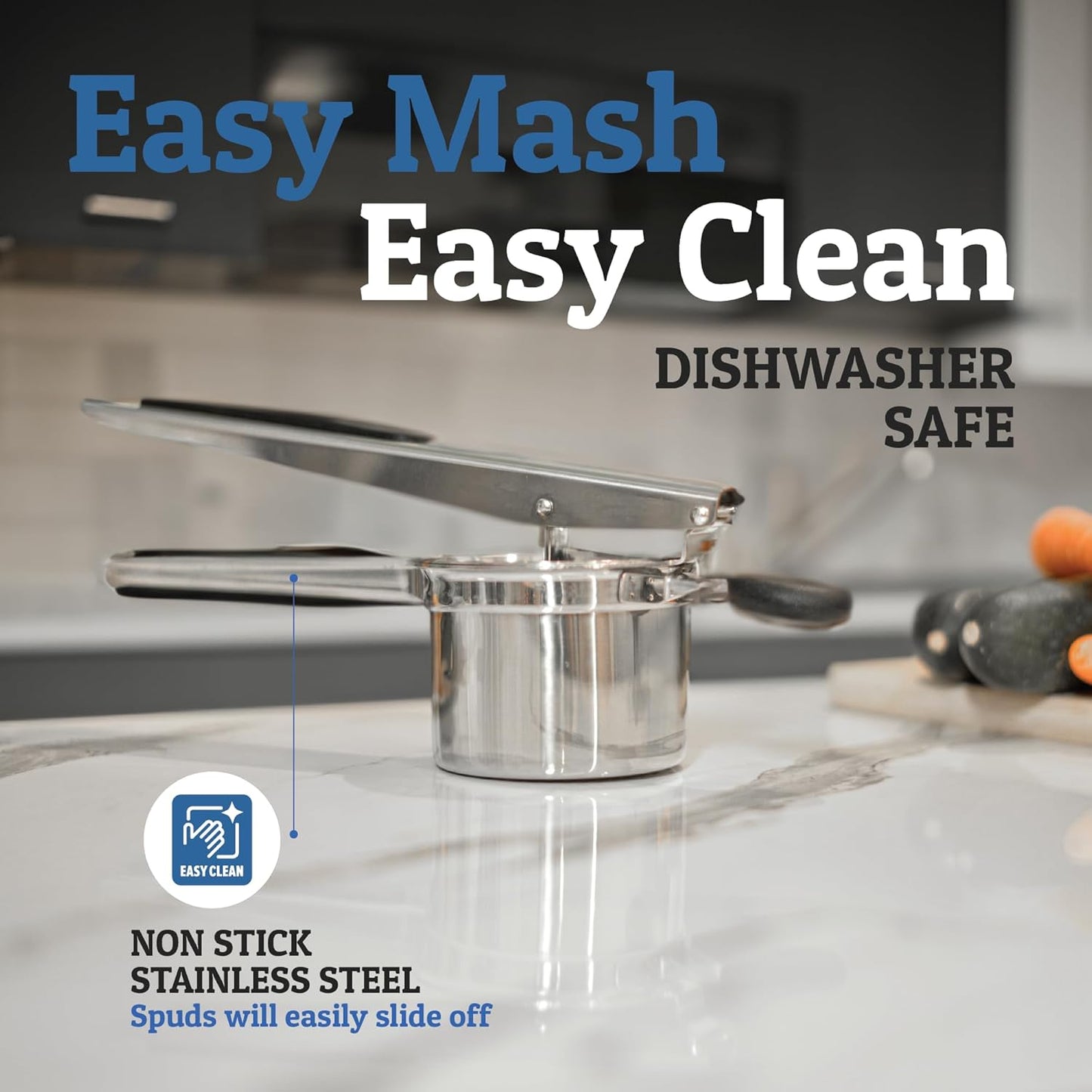 Heavy Duty Stainless Steel Potato Masher 15oz Large Capacity Kitchen Tool