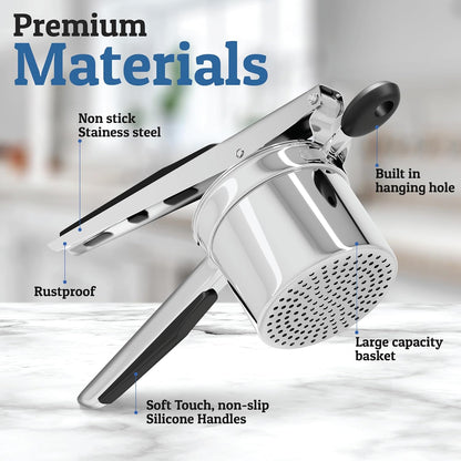 Heavy Duty Stainless Steel Potato Masher 15oz Large Capacity Kitchen Tool