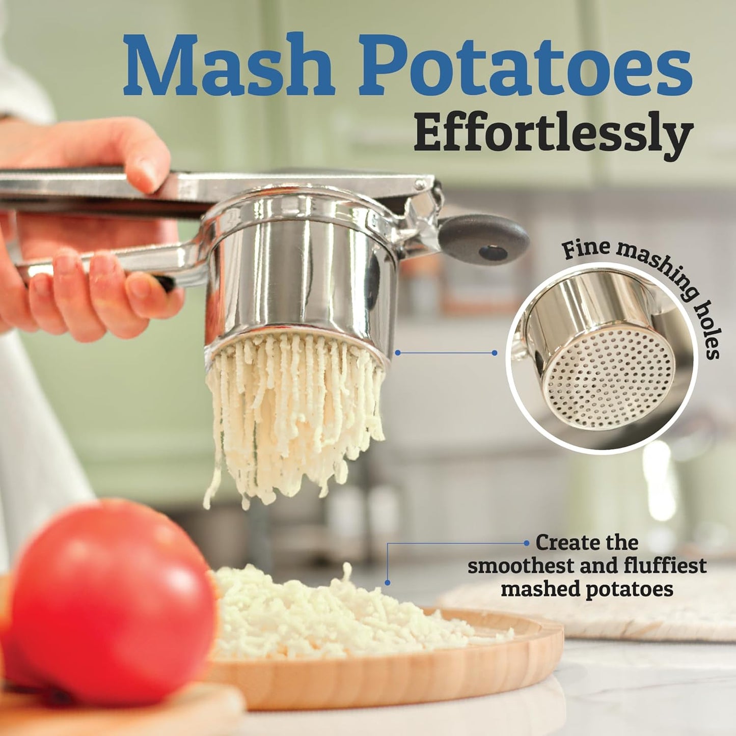 Heavy Duty Stainless Steel Potato Masher 15oz Large Capacity Kitchen Tool