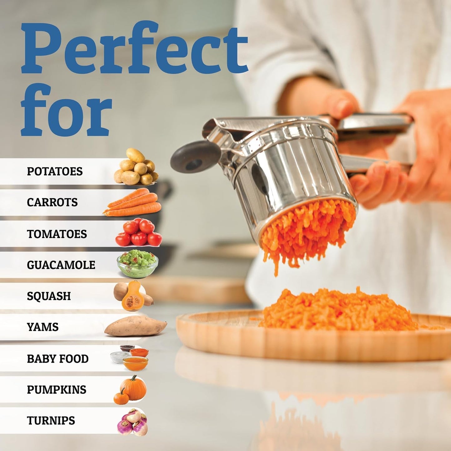Heavy Duty Stainless Steel Potato Masher 15oz Large Capacity Kitchen Tool