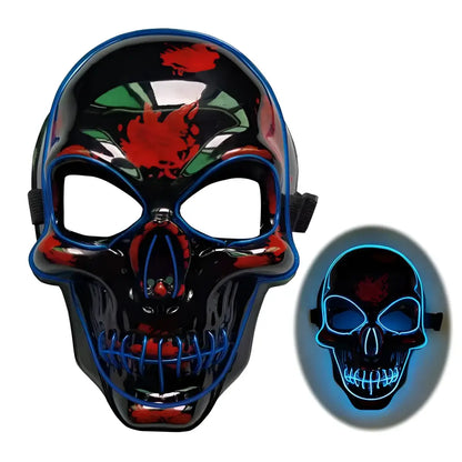 Pink Neon Halloween Skeleton Mask LED Glow