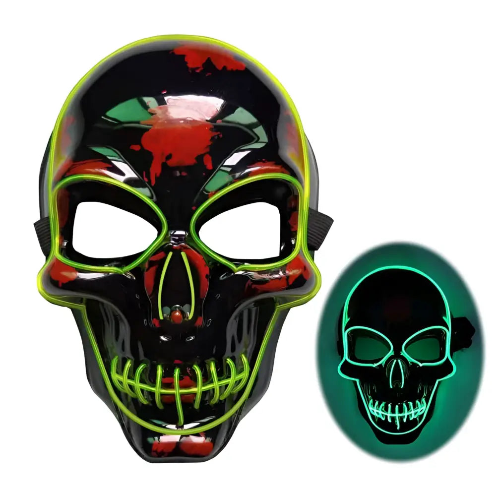 Pink Neon Halloween Skeleton Mask LED Glow