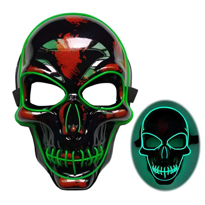 Pink Neon Halloween Skeleton Mask LED Glow