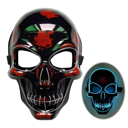 Pink Neon Halloween Skeleton Mask LED Glow