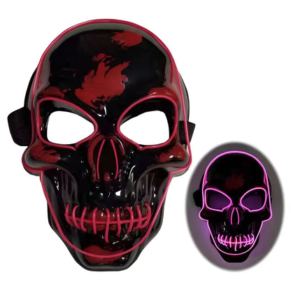 Pink Neon Halloween Skeleton Mask LED Glow