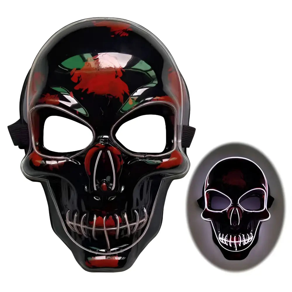 Pink Neon Halloween Skeleton Mask LED Glow