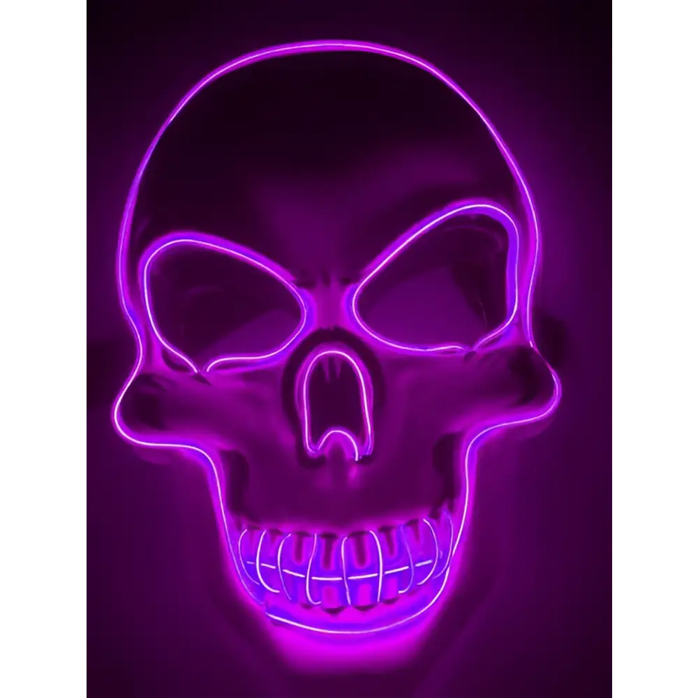 Pink Neon Halloween Skeleton Mask LED Glow