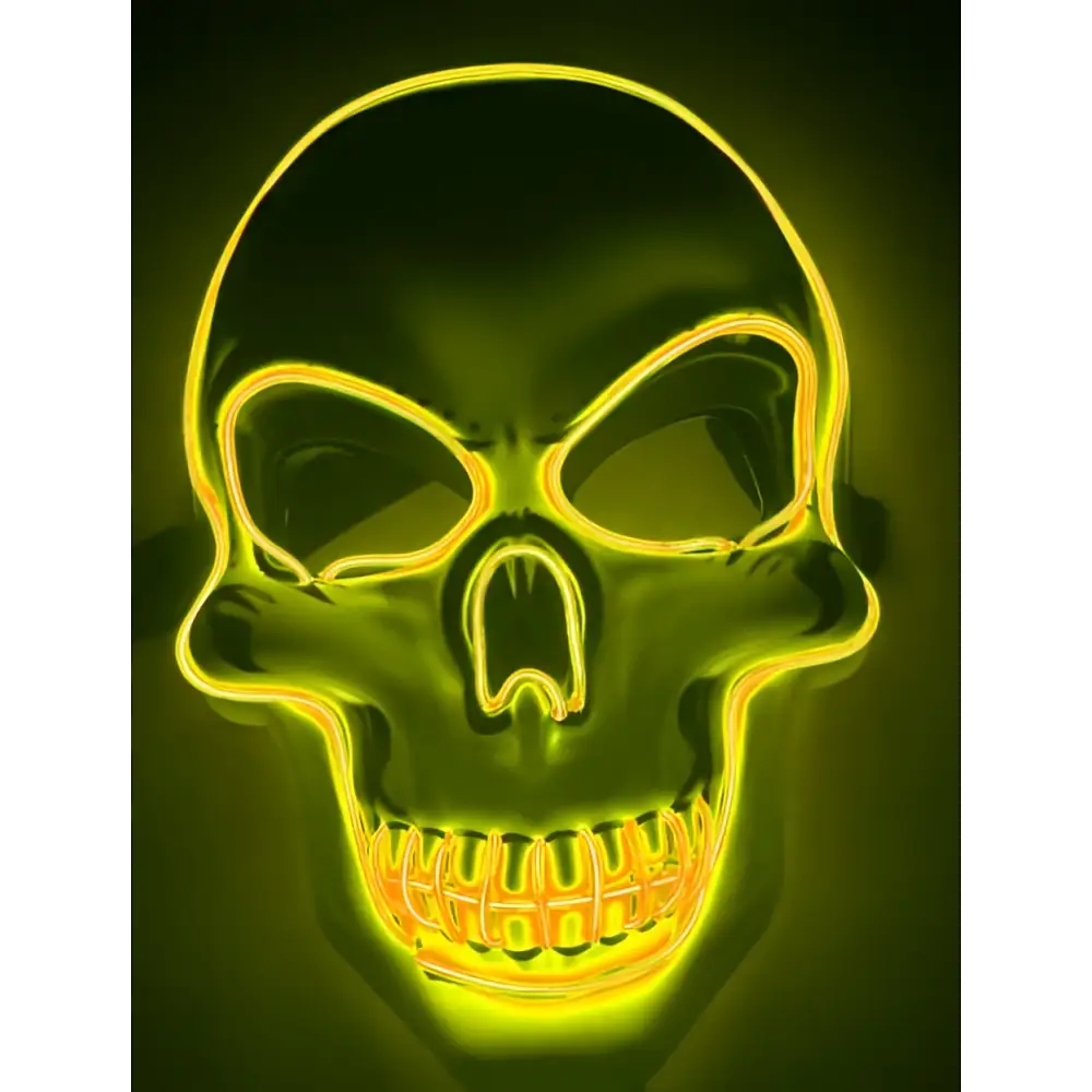 Pink Neon Halloween Skeleton Mask LED Glow