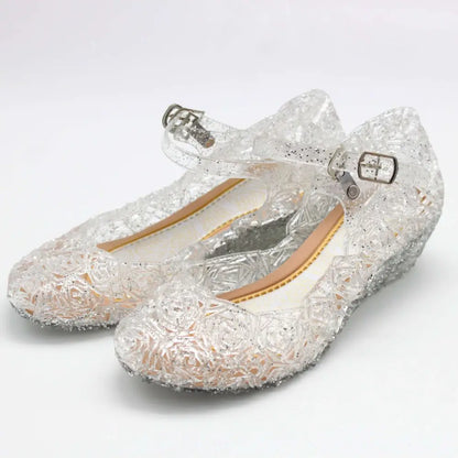 Pink Rose Girls Crystal Shoes High Heel Sandals