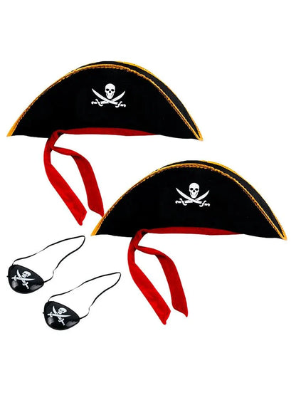 Pirate Skull Hat and Eye Patch Set | Kids Halloween Captain Costume Accessory