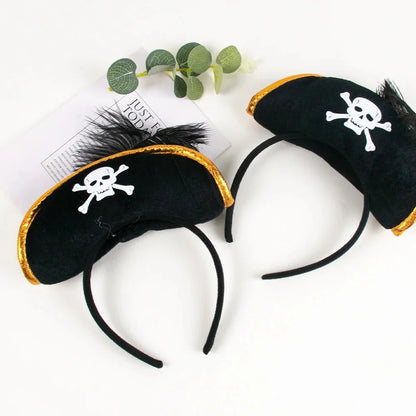 Pirate Skull Hat and Eye Patch Set | Kids Halloween Captain Costume Accessory