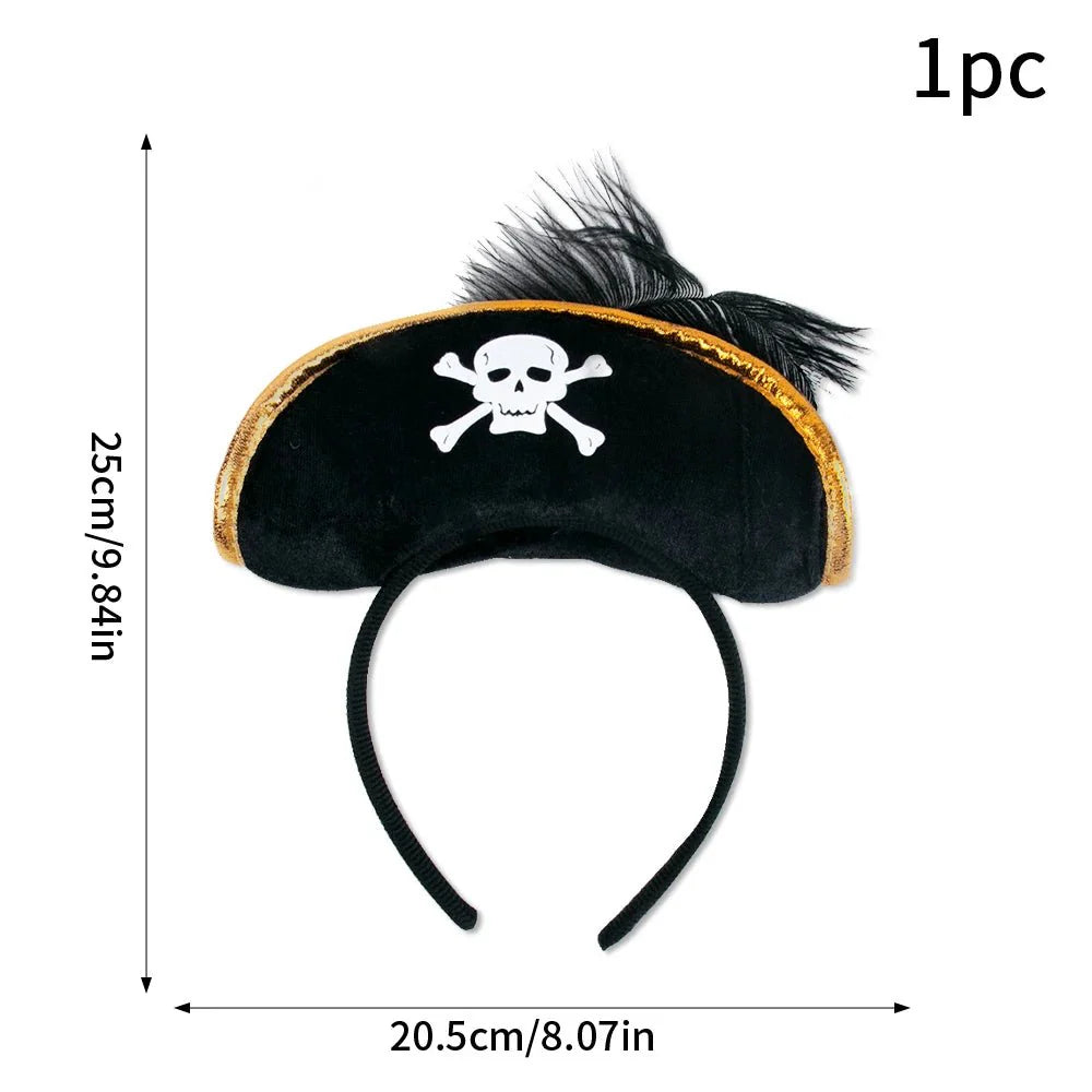 Pirate Skull Hat and Eye Patch Set | Kids Halloween Captain Costume Accessory