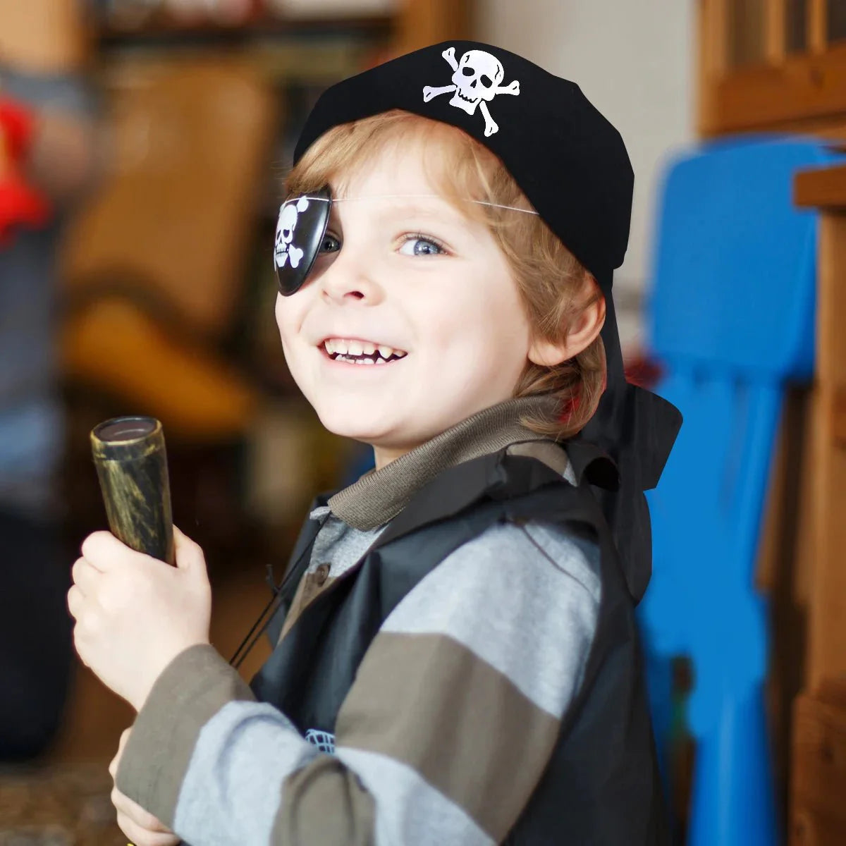 Pirate Skull Hat and Eye Patch Set | Kids Halloween Captain Costume Accessory
