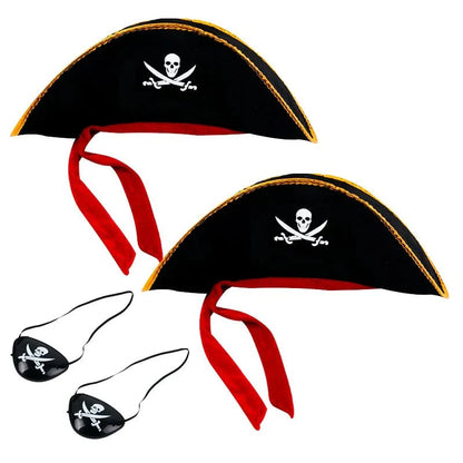 Pirate Skull Hat and Eye Patch Set | Kids Halloween Captain Costume Accessory