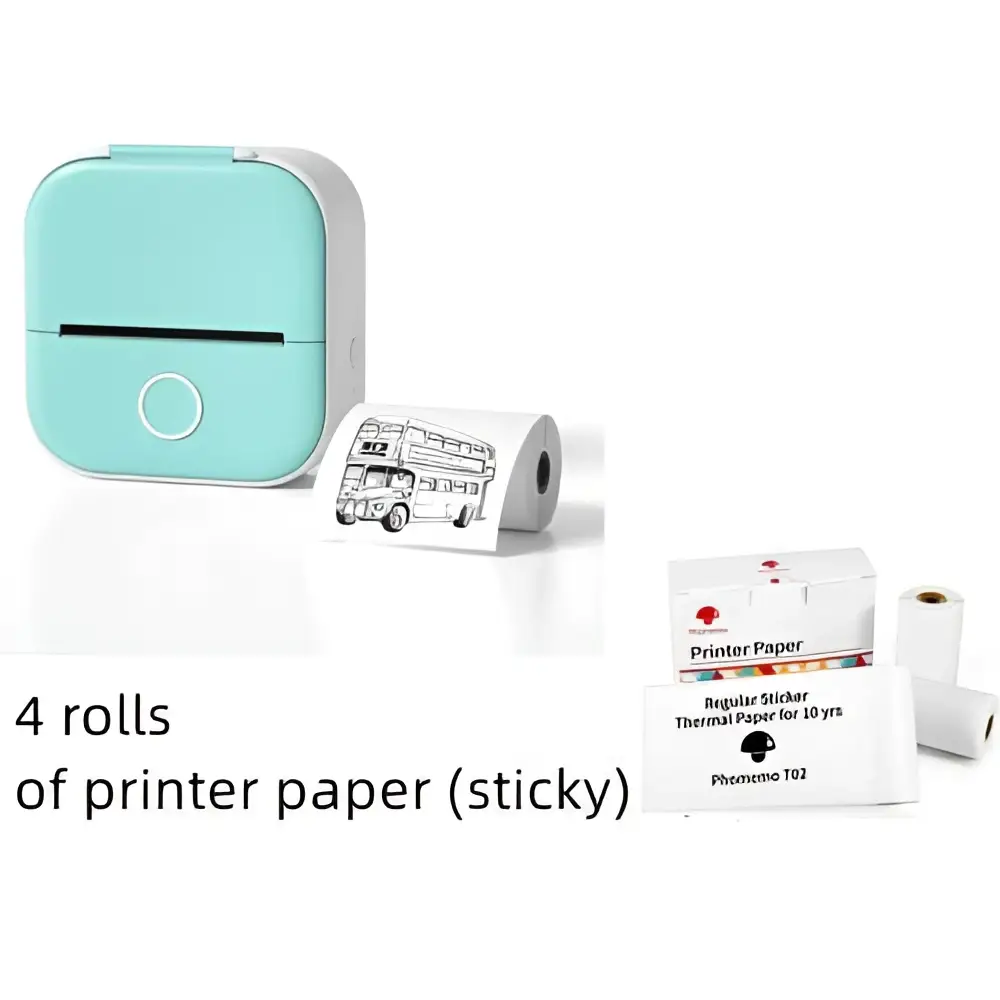 Mini impresora portátil de etiquetas con rollos de papel adhesivo